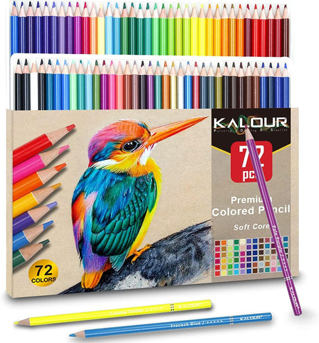 72 Count Colored Pencils for Adult Coloring Books, Soft Core,Ideal for Drawing Blending Shading WoodArtSupply