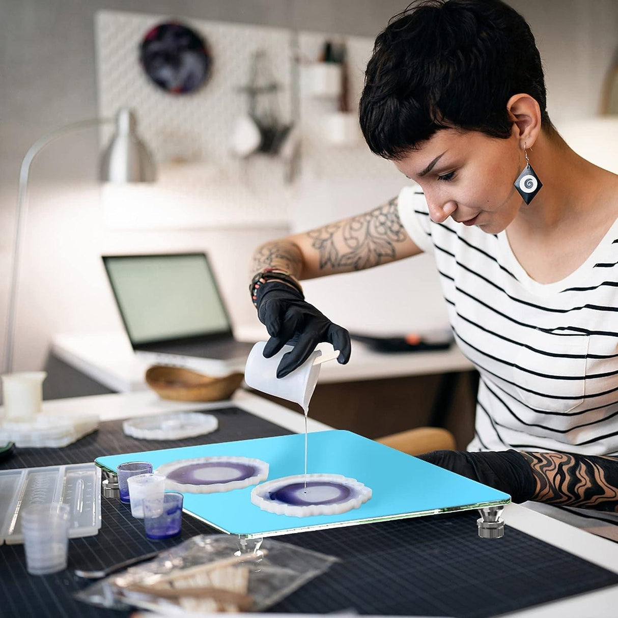 Glass Leveling Board for Resin, 16''X 12'' Adjustable Precision Leveling Table for Resinate, Leveling Epoxy Resin Accessories, Multipurpose Resin WoodArtSupply