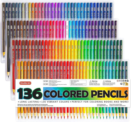 136 Colored Pencils , Soft Core Coloring Pencils Set for Adult Coloring Books WoodArtSupply