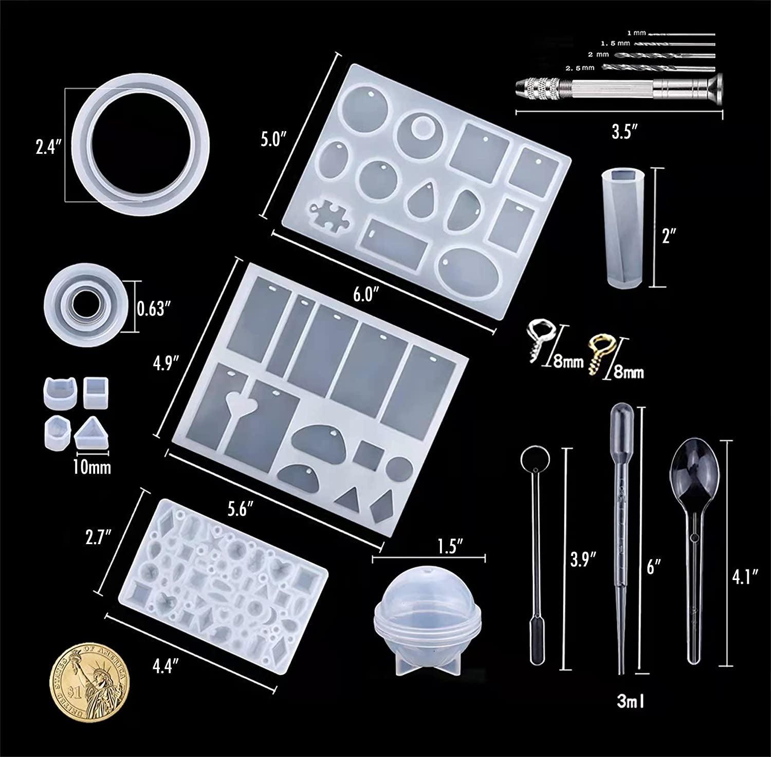 Jewelry Silicone Resin Molds Kit - 160Pcs Earring Epoxy Resin Molds for Epoxy Resin, Molds WoodArtSupply