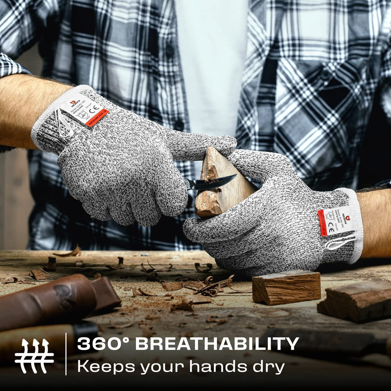 Premium Cut Resistant Gloves Food Grade — Level 5 Protection; Ambidextrous; Machine Washable; Superior Comfort and Dexterity; Lightweight Protective WoodArtSupply