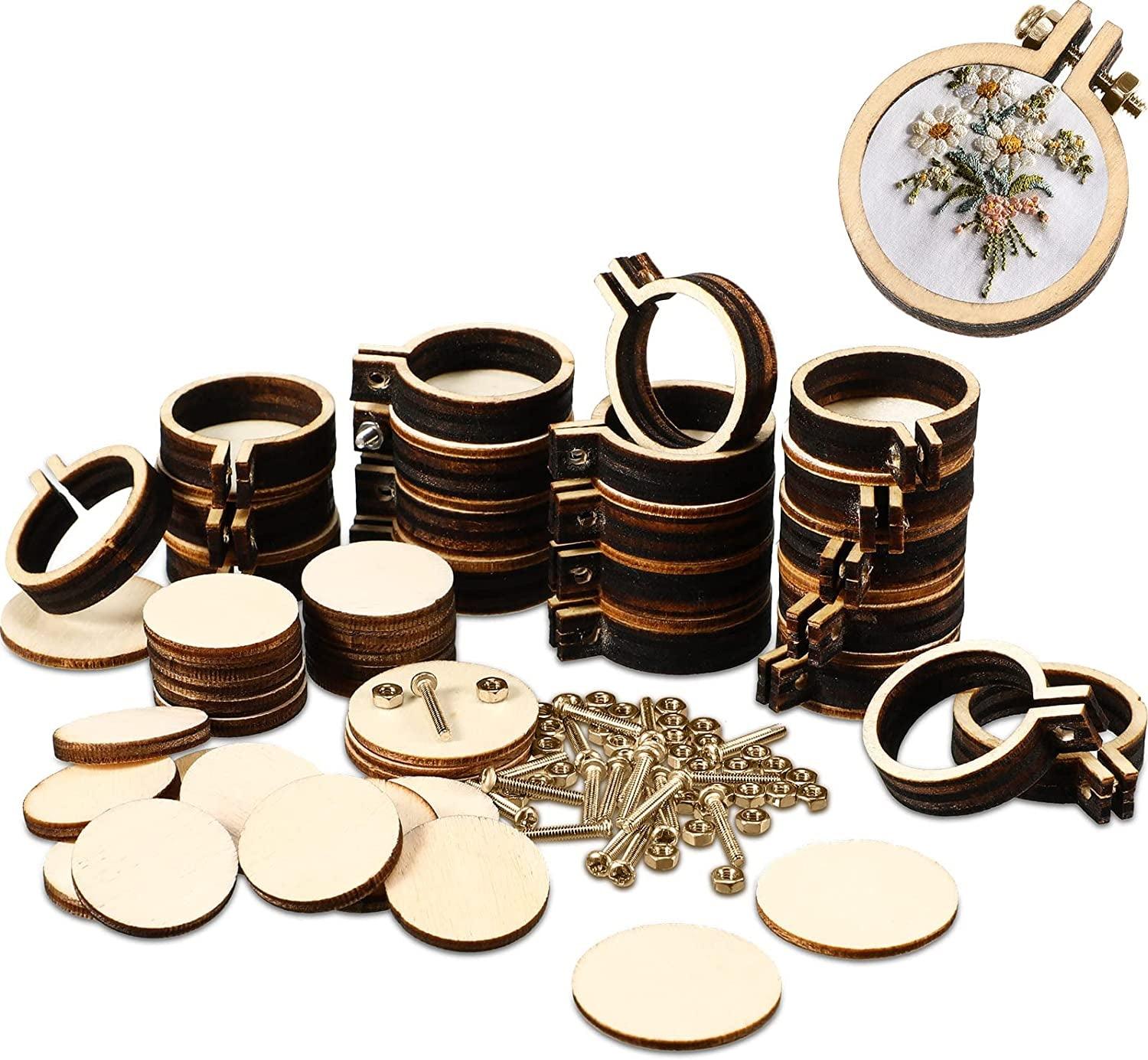 Mini Embroidery Hoop Mini Wood Hoop Ring Wooden round Crossing Stitch Hoop Small Display Frame Circle for DIY Pendant Embroidery Frame Craft (1.2 X 1 WoodArtSupply