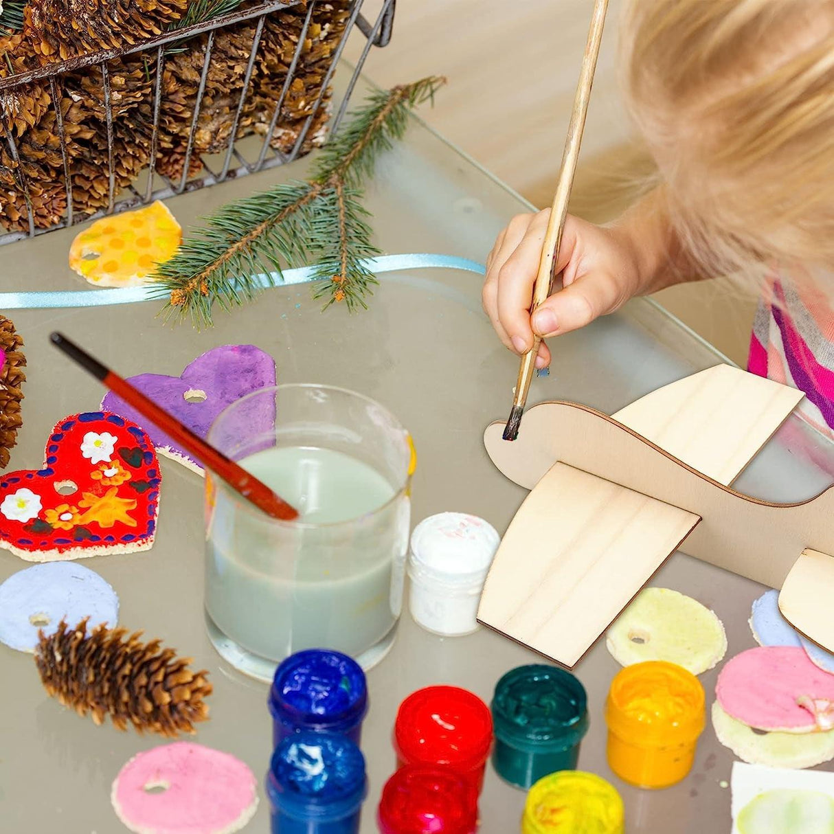 16 Pack DIY Wood Airplane Toys Unfinished Wooden Model Plane to Paint Wooden Craft WoodArtSupply