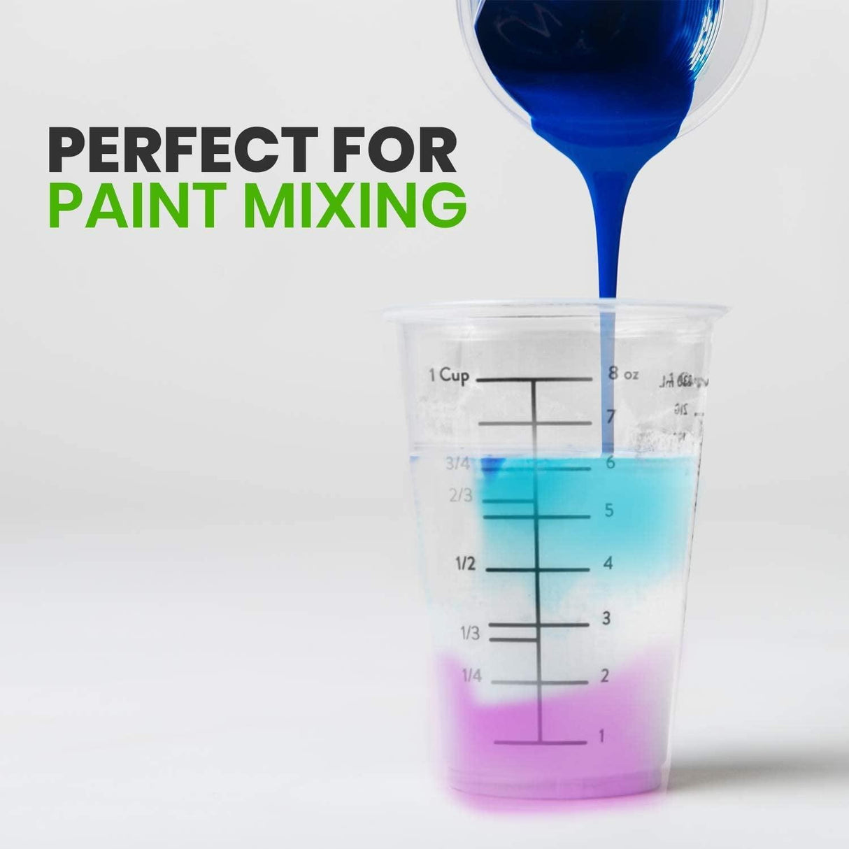 Disposable Measuring Cups for Resin - Pack of 20 8Oz Clear Plastic Measuring Cup for Epoxy Resin, Stain, Paint Mixing - Half Pint Reusable WoodArtSupply