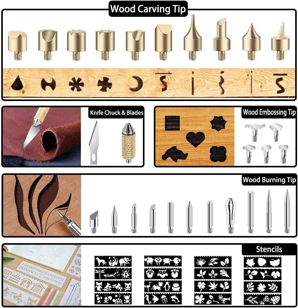 96Pcs Wood Burning Kit, Professional Wood Burner Pen Tool, Creative Tool Set Adjustable WoodArtSupply