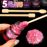 Holographic Chunky Glitter, 15 Colors Craft Glitter for Resin, with 5PCS Mixing Spoon, Cosmetic Glitter for Nail Body Eye Face, Resin Glitter Flakes WoodArtSupply