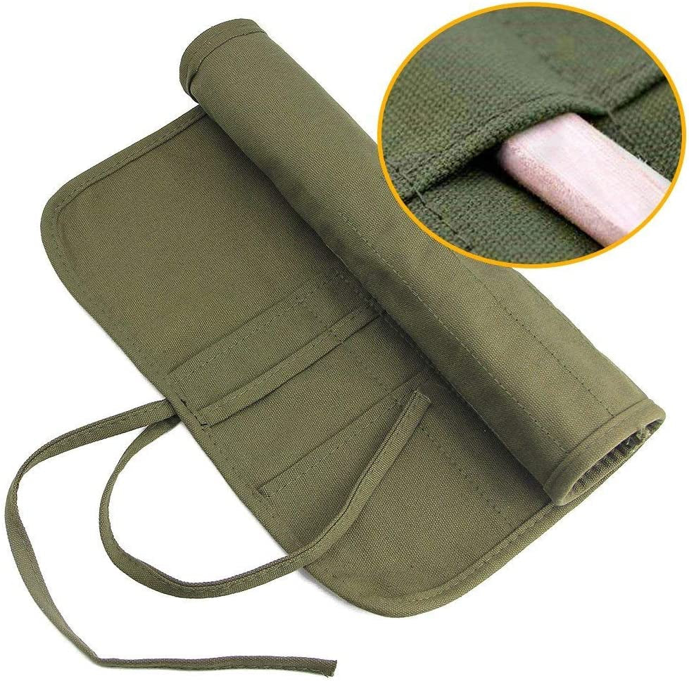 Paint Brush Holder, 22 Slots Paint Brush Storage for Acrylic Oil Watercolor Gouache Artist Paint Brush Roll Canvas Pouch, Silver White Holds 100 WoodArtSupply