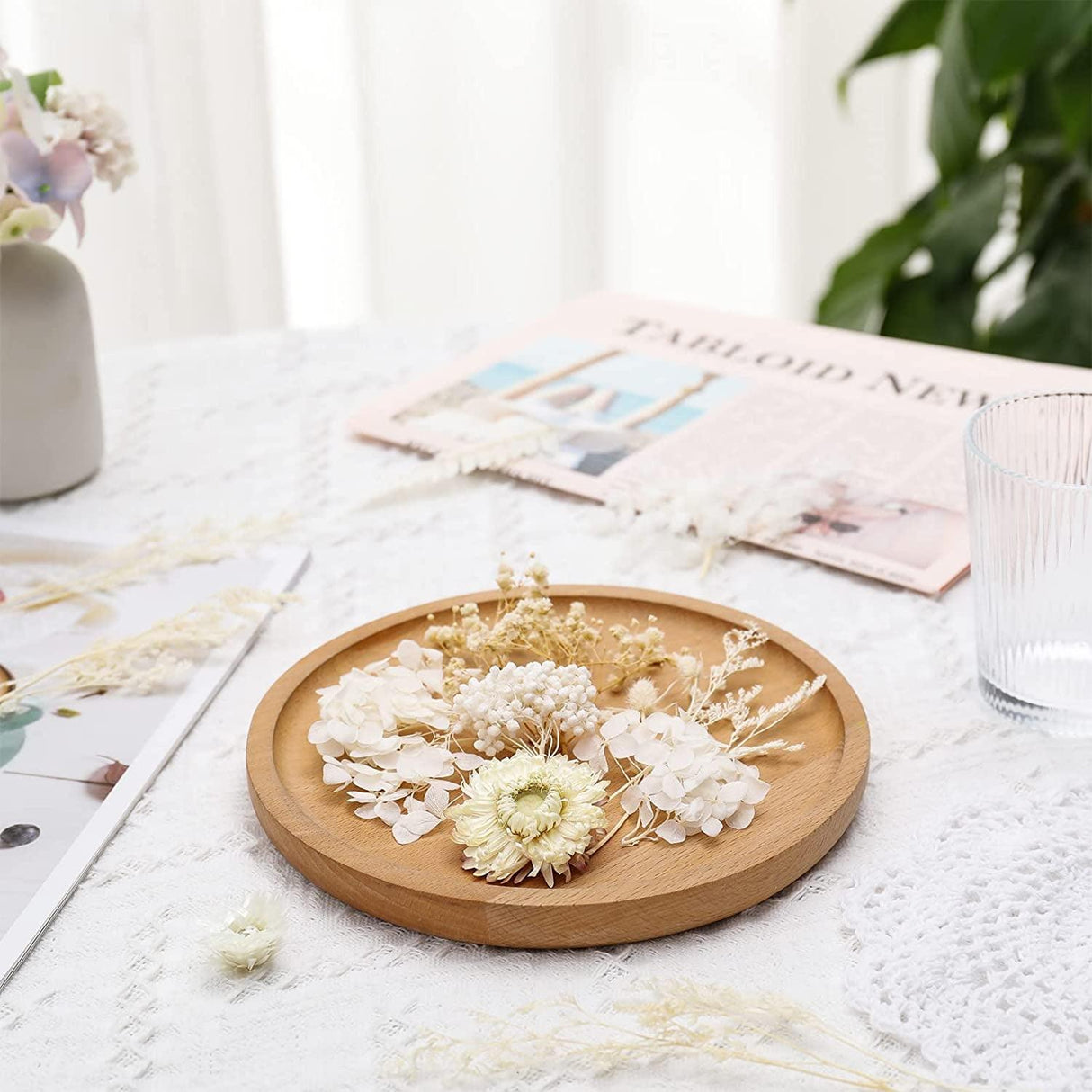 Real Dried Flowers, Natural Dried Flowers Mixed, Hydrangeas, Daisies, Natural Pressed Flowers White Decorative Dried Flowers for DIY Candle Resin WoodArtSupply