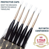 Detail Paint Brush Set - 5 Miniature Paint Brushes Size round 3/0 000 - Fine Tips Ergonomic Handles for Small Scale Models WoodArtSupply