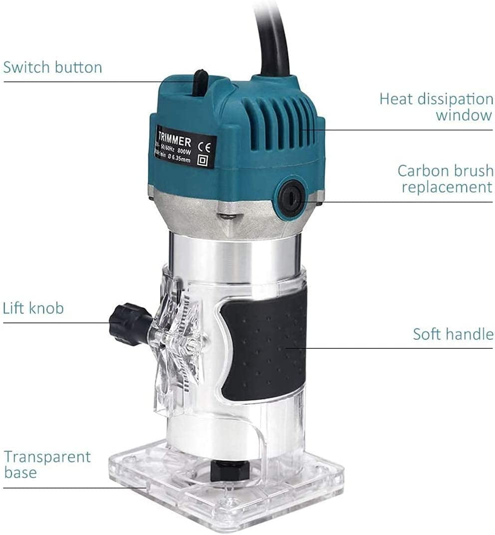 Wood Router,Router Tool Wood Trimmer Router Electric Hand Trimmer Laminate Milling Engraving Hand Machine Joiner Tool Electric for Slotting Trimming WoodArtSupply