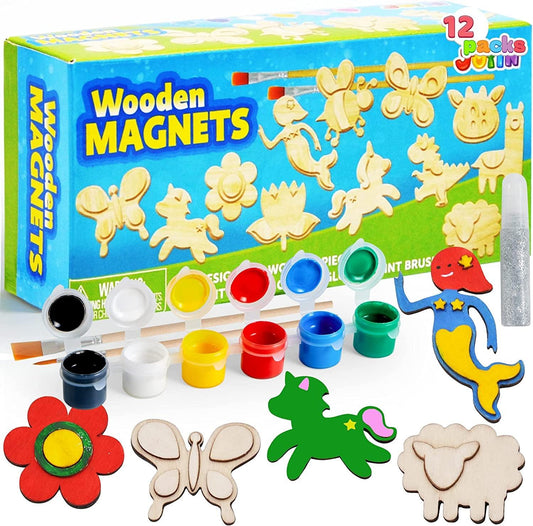 Wooden Magnets, Spring Arts & Crafts for Boys and Girls Ages 4+, Childrens Painting Craft Activities Kit - WoodArtSupply