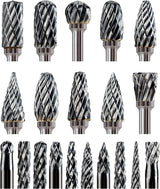 Carbide Burr Set Compatible with Dremel 1/8" Shank 20PCS Die Grinder Rotary Tool Rasp Bits Wood Carving Accessories Attachments Cutting Burrs Metal WoodArtSupply
