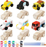 12 Pieces Unfinished Wooden Cars Wood DIY Car Toys Wood Crafts Painting Crafts Kit WoodArtSupply