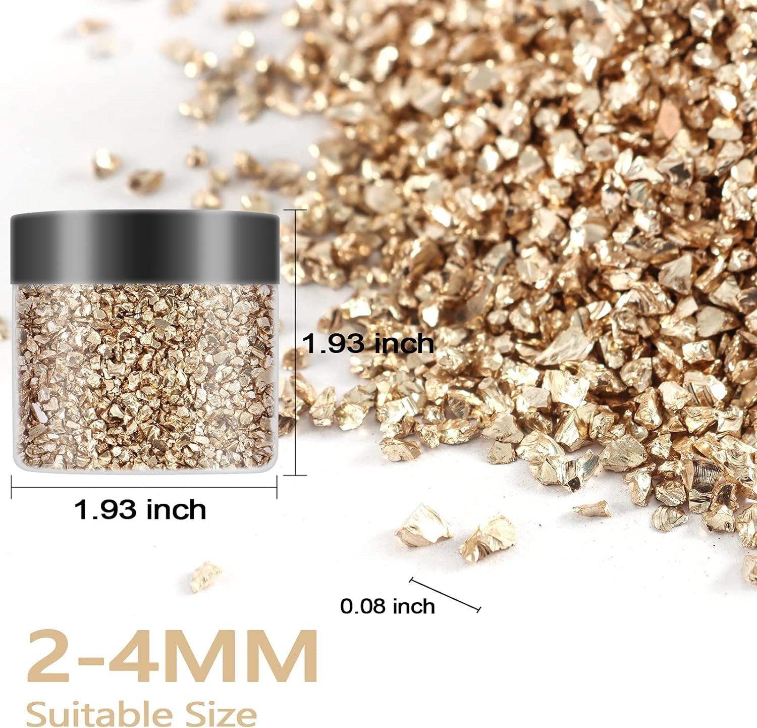 Broken Crushed Glass Glitter Shards Crush 2-4Mm Irregular Small Chunky Chips 3.5 Oz (100G) High Luster Craft Sequins Gravel for DIY Phone Case Geode WoodArtSupply
