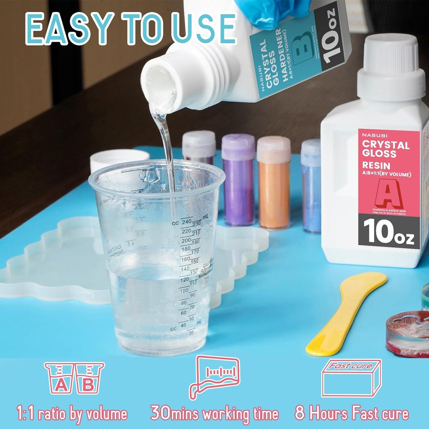 20Oz Clear Resin Epoxy Kit - No Bubble Casting & Coating Epoxy Resin for Crafts, Jewelry Making, Molds - 2 Part Resin for Beginners 10Oz Resin & 10Oz Hardener with 8Oz Measuring Cups, Sticks - WoodArtSupply