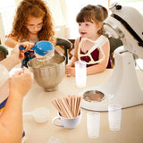 50 Pack 30Ml Plastic Reusable Graduated Cups Transparent Scale Cups with 50 Pack Wooden Stirring Sticks for Mixing Paint, Stain, Epoxy, Resin WoodArtSupply