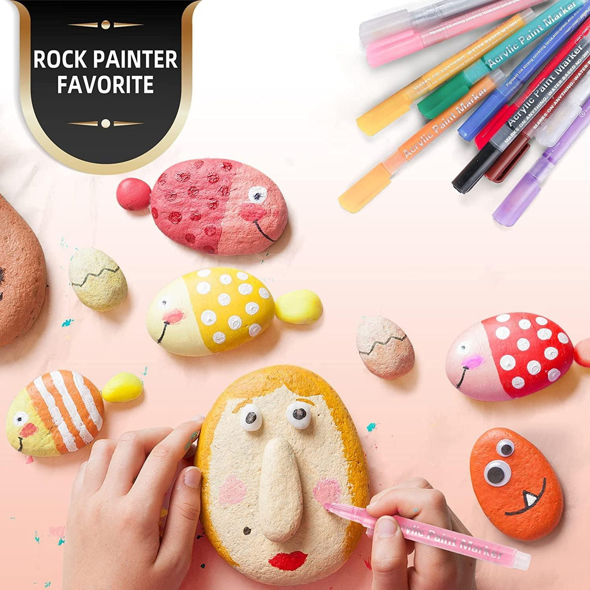 Acrylic Paint Pens Markers -12 Color Waterproof Paint Pens for Rock Painting,Graffiti WoodArtSupply