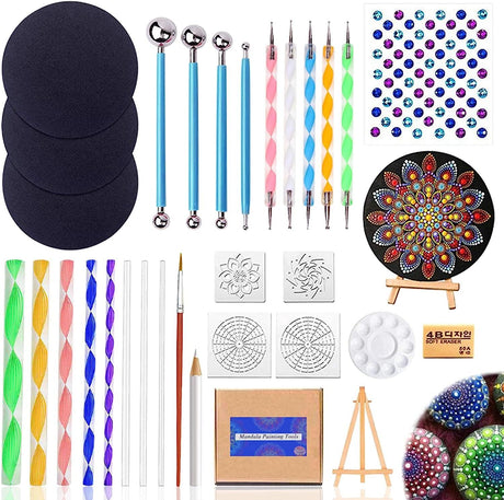 31 Pieces Mandala Dotting Tools Set Professional Supplies Tools Kits, Include Mini Easel, Paint Tray WoodArtSupply