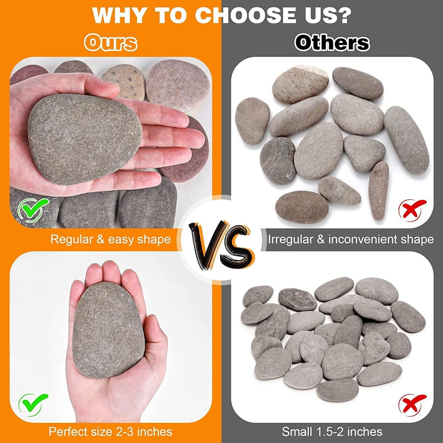 River Rocks for Painting 25 Pcs Large 2-3 Inch Flat Smooth Painting Stones Craft Rock to Paint - WoodArtSupply