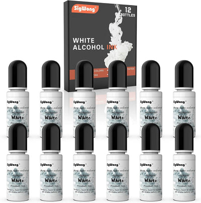 White Alcohol Ink Set - 12 Bottles White Colors Alcohol-Based Ink, White Alcohol Paint Dye for Epoxy Resin Painting, Resin Petri Dish, Yupo