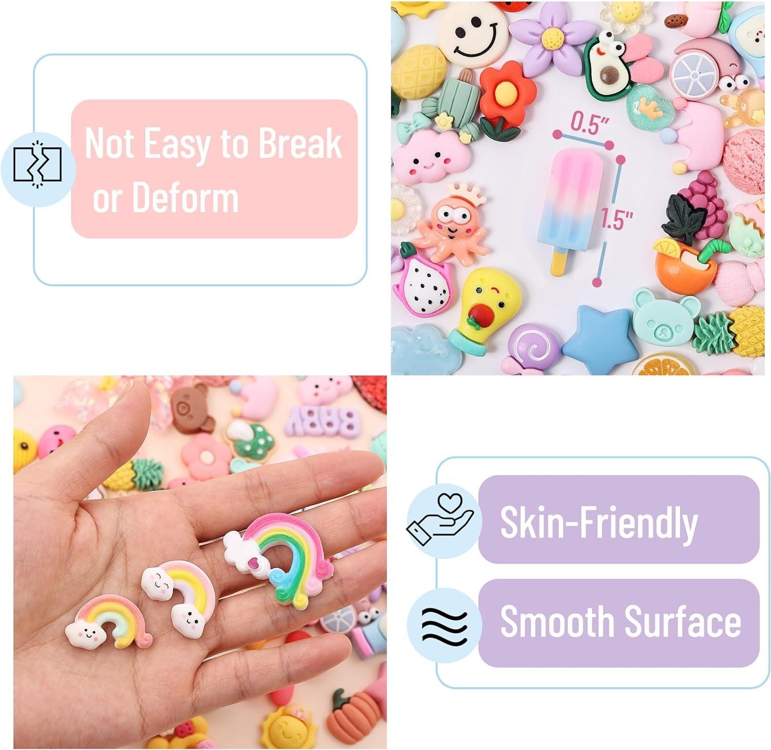 Slime Charms, 100 Pcs, Resin Charms, Charms for Slime, Cute Charms, Flatback Resin Charms, Fake Candy Charms, Flatback Charms, Resin Flatback Charms, WoodArtSupply
