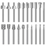 Wood Carving Bits Engraving Router Bit, 20Pcs HSS Different Rotary Burr Set with 1/8"(3Mm) Shank for Rotary Tools for DIY Woodworking, Carving, WoodArtSupply