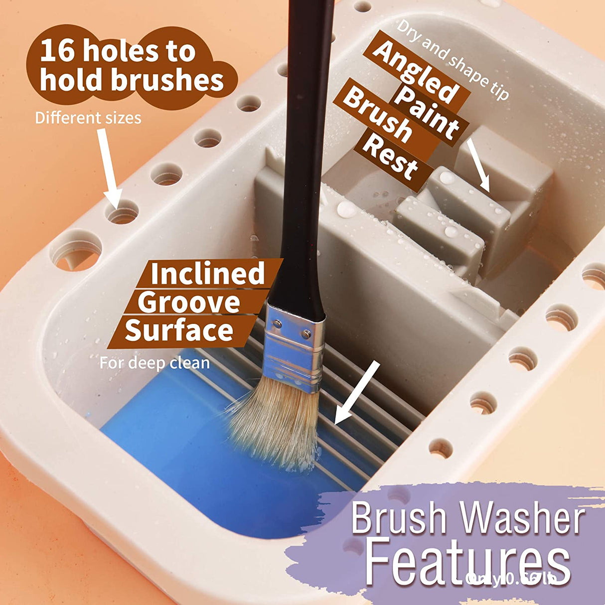 Multi-Use Paint Brush Basin with Brushes Holder,Washer,Trays,Palette Box-Artist Cleaner Cup for Watercolor Oil Acrylic Gouache Painting with Lid WoodArtSupply