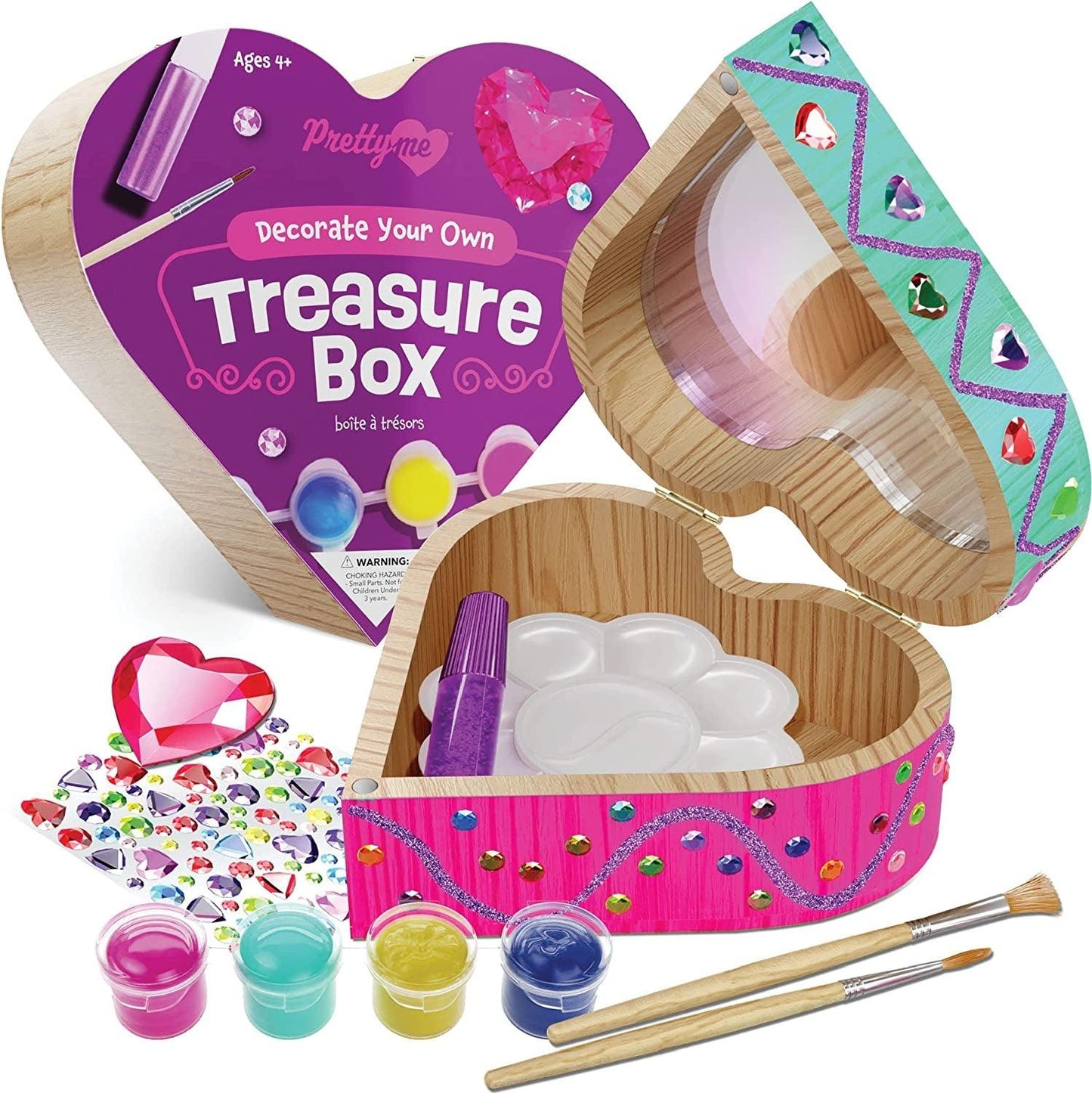 Paint Your Own Wooden Kids Heart Treasure Box Kit - Art Kits for Toddler Girl - Arts and Craft - WoodArtSupply