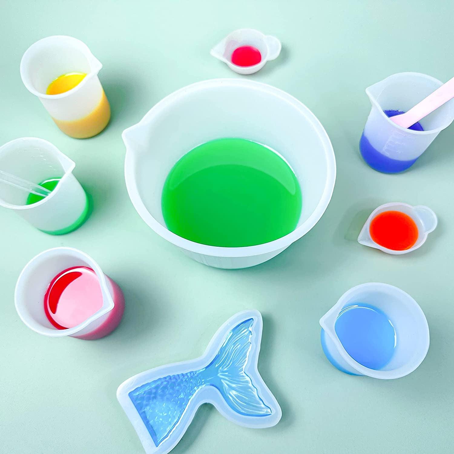Silicone Measuring Cups for Resin Supplies, Resin Cups Kit with 600Ml & 100Ml Resin Mixing Cups and Tools, Silicone Cups for Resin Molds, Epoxy Resin WoodArtSupply