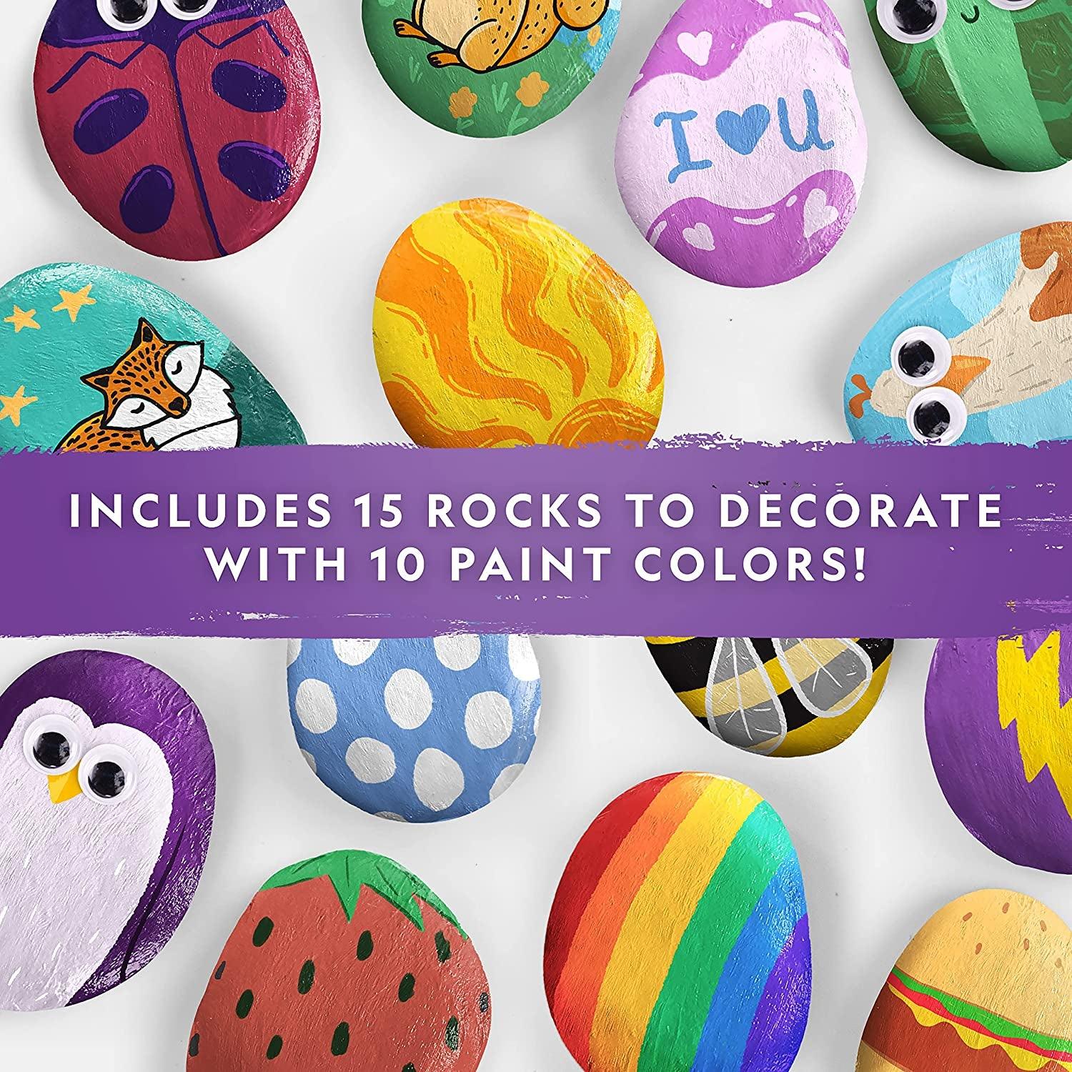 NATIONAL GEOGRAPHIC Rock Painting Kit - Arts and Crafts Kit for Kids, Paint & Decorate 15 River Rocks WoodArtSupply