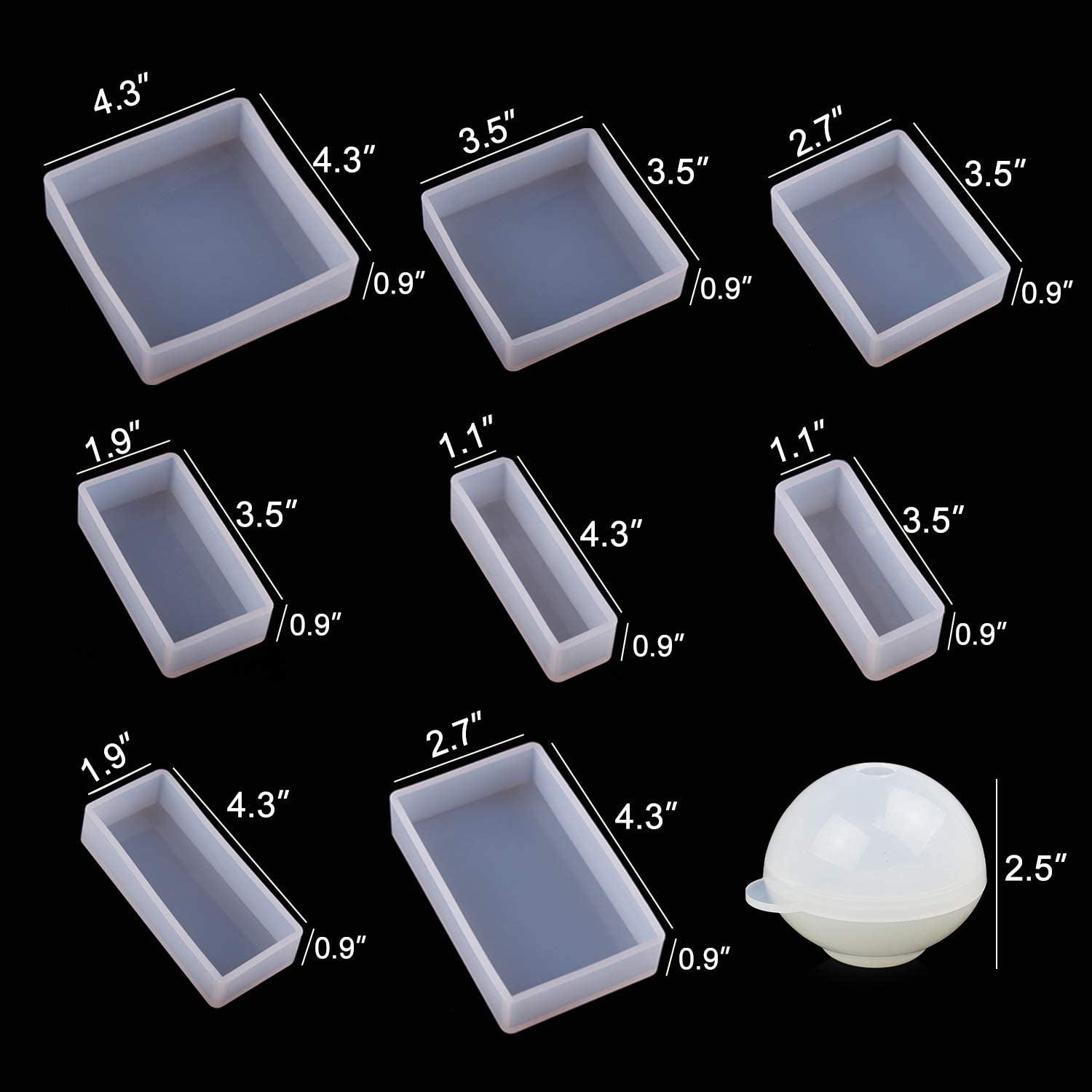 Square Resin Mold 9PCS Different Sizes Silicone Molds for Resin Jewelry, Specimen DIY WoodArtSupply