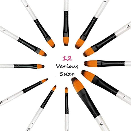 Filbert Paint Brushes Set, 12 PCS Artist Brush for Acrylic Oil Watercolor Gouache Artist Professional WoodArtSupply