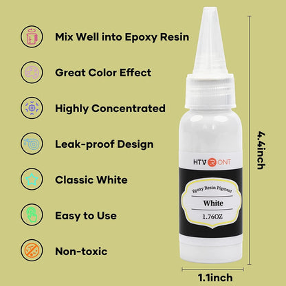 White Resin Pigment Paste - 1.76Oz/50Ml White Epoxy Dye Pigment, Higher Concentrated & Easy to Mix White Epoxy Pigment for Resin Coloring, Ocean Waves and Water Effects - WoodArtSupply