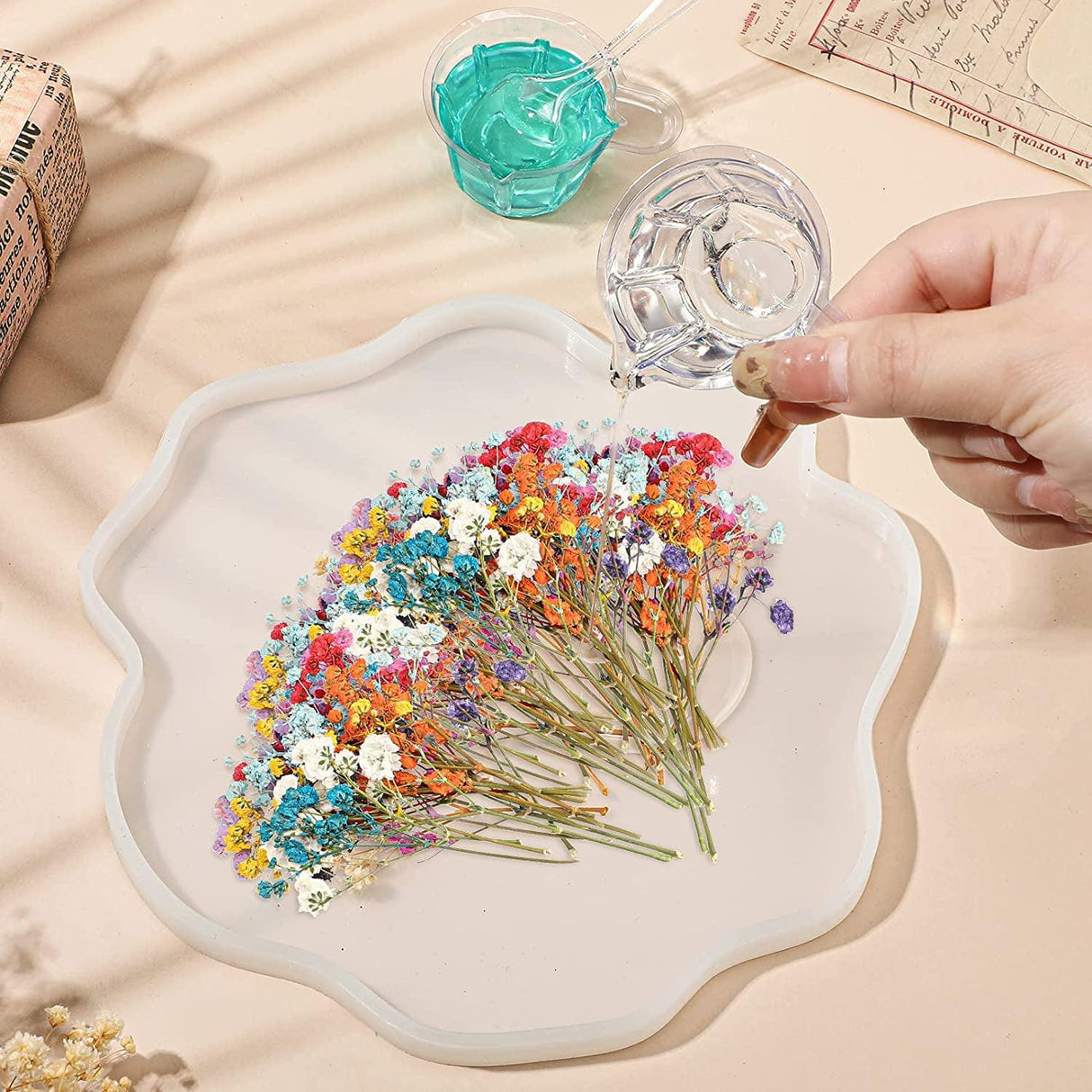 200 Pcs Resin Dried Flowers for Resin Dried Baby'S Breath Flowers Real Natural Pressed Flowers Gypsophila Bouquet Gypsophila Branches for Card Making WoodArtSupply