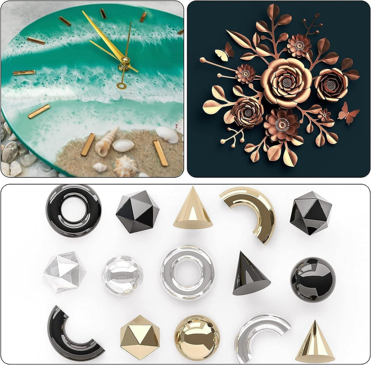 Metallic Pigment Powder for Epoxy Resin, Copper/Silver/Gold Metallic Powder and Black/Pearl White Mica Powder, Fine Real Mica Metal Dye for Kintsugi, WoodArtSupply