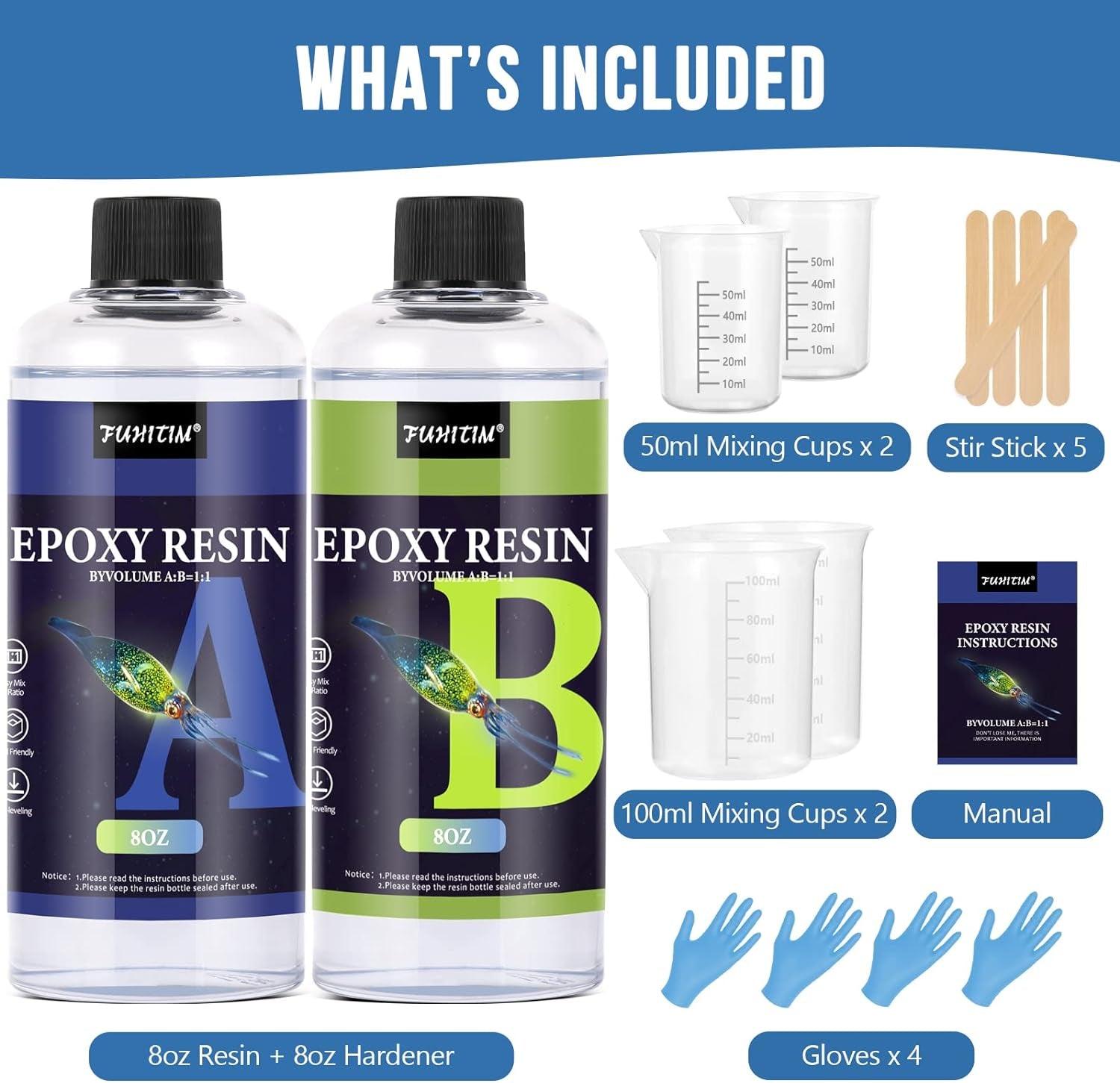 Epoxy Resin 16OZ - Crystal Clear Epoxy Resin Kit - Self-Leveling, High-Glossy, No Yellowing, No Bubbles Casting Resin Perfect for Crafts, Table Tops, WoodArtSupply