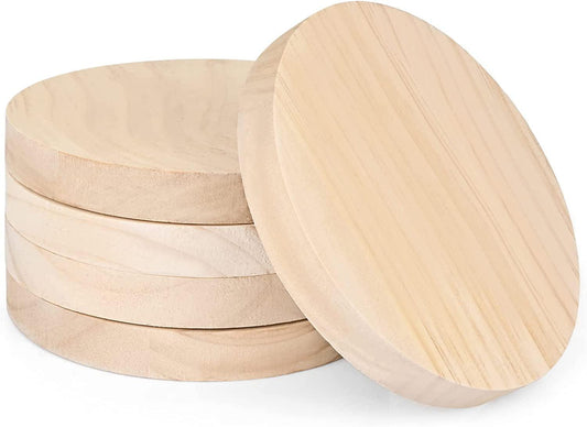 5PCS Unfinished Natural Wood Slices-5.9Inch round Wooden Discs Circles - WoodArtSupply