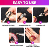 222 PCS Pin Vise Kit for Resin Molds, Steel Hand Drill with Drill Bits & Grip Nose Pliers & Keychain Supplies Jump Rings, Hand Drill for Silicone WoodArtSupply