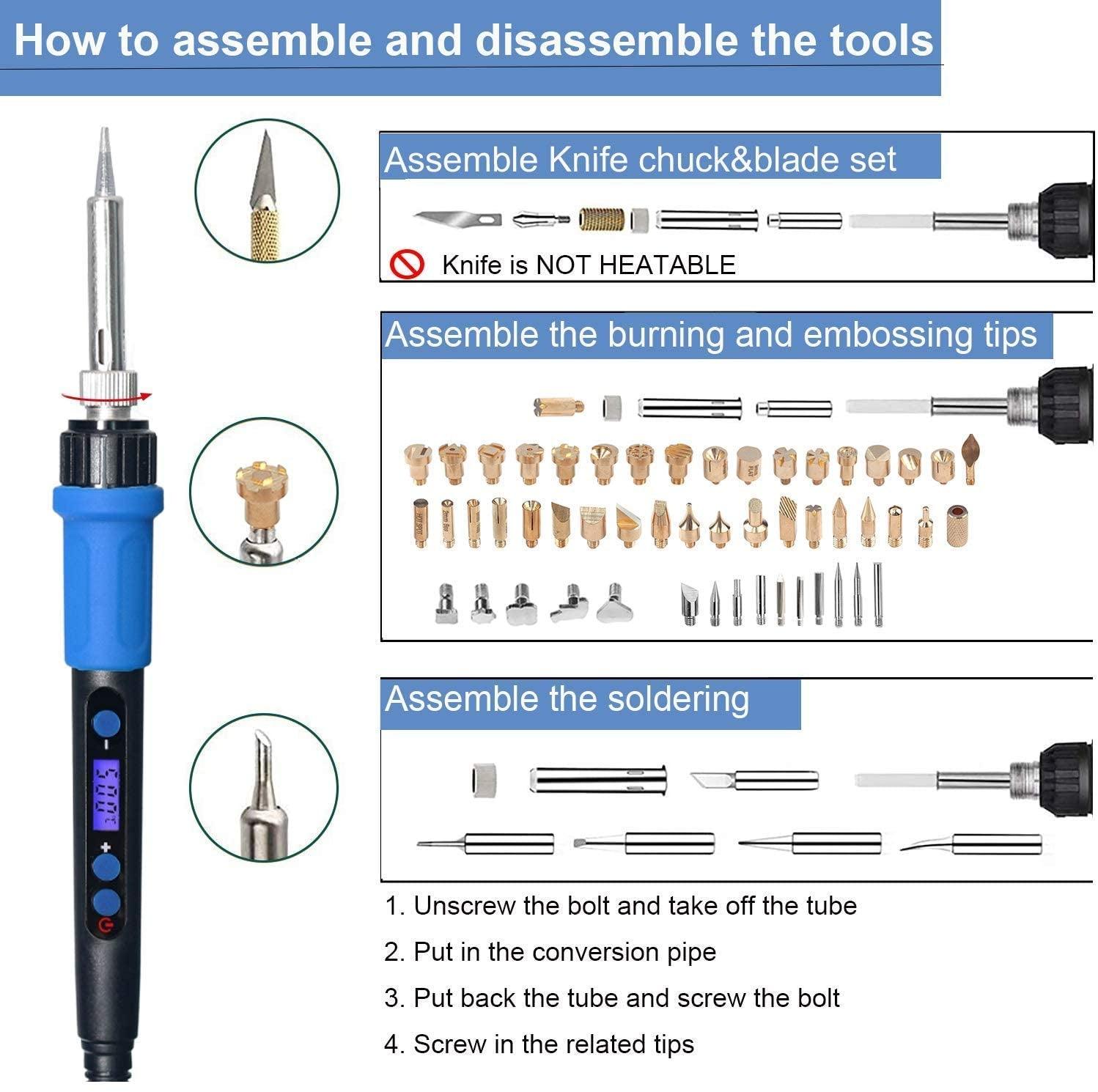 112PCS Wood Burning Kit-Wood Burning Tool Set with Digital LCD Display Pyrography Pen Adjustable WoodArtSupply
