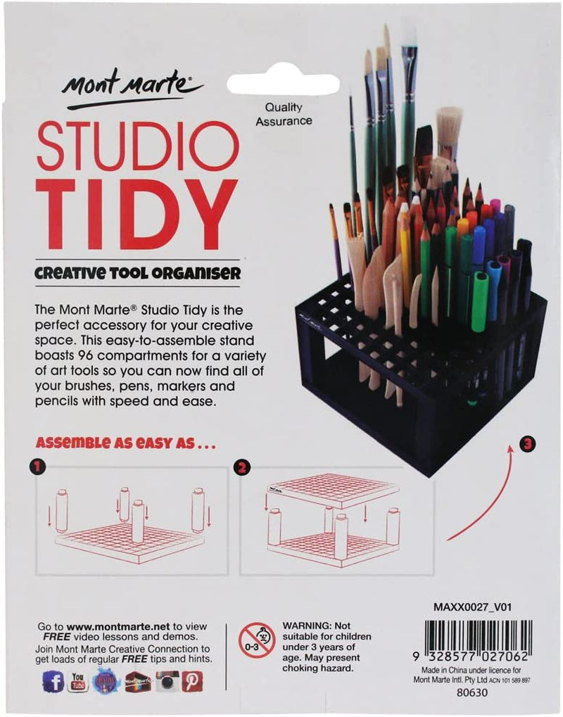 96 Hole Plastic Pencil & Brush Holder for Paint Brushes, Pencils, Markers, Pens and Modeling Tools. Provides Excellent Art Studio Organization.