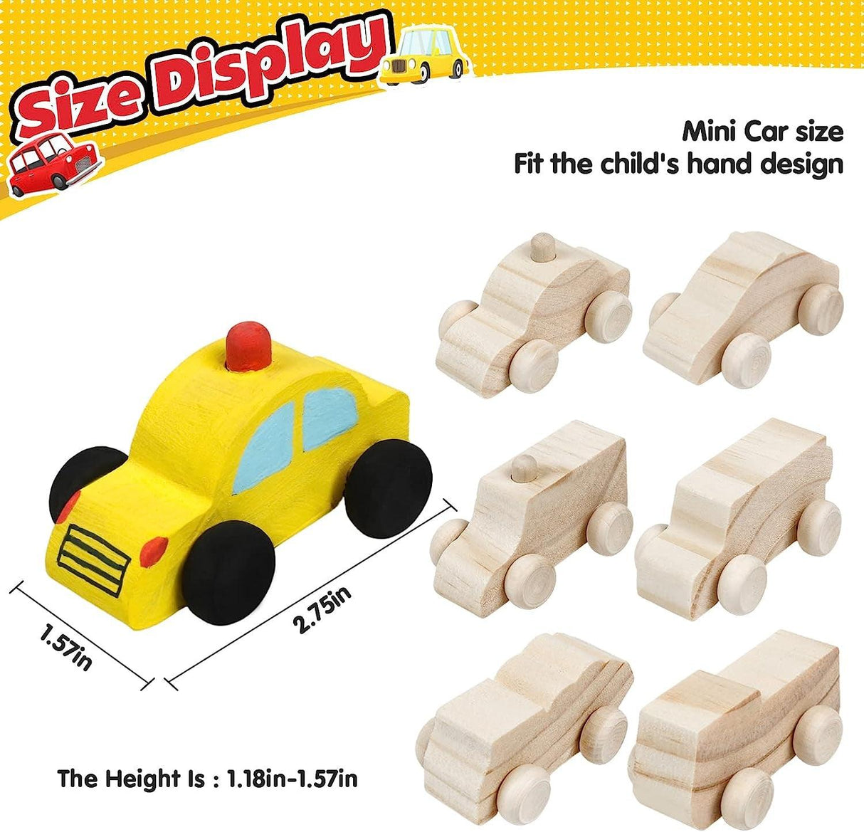 12 Pieces Unfinished Wooden Cars Wood DIY Car Toys Wood Crafts Painting Crafts Kit WoodArtSupply