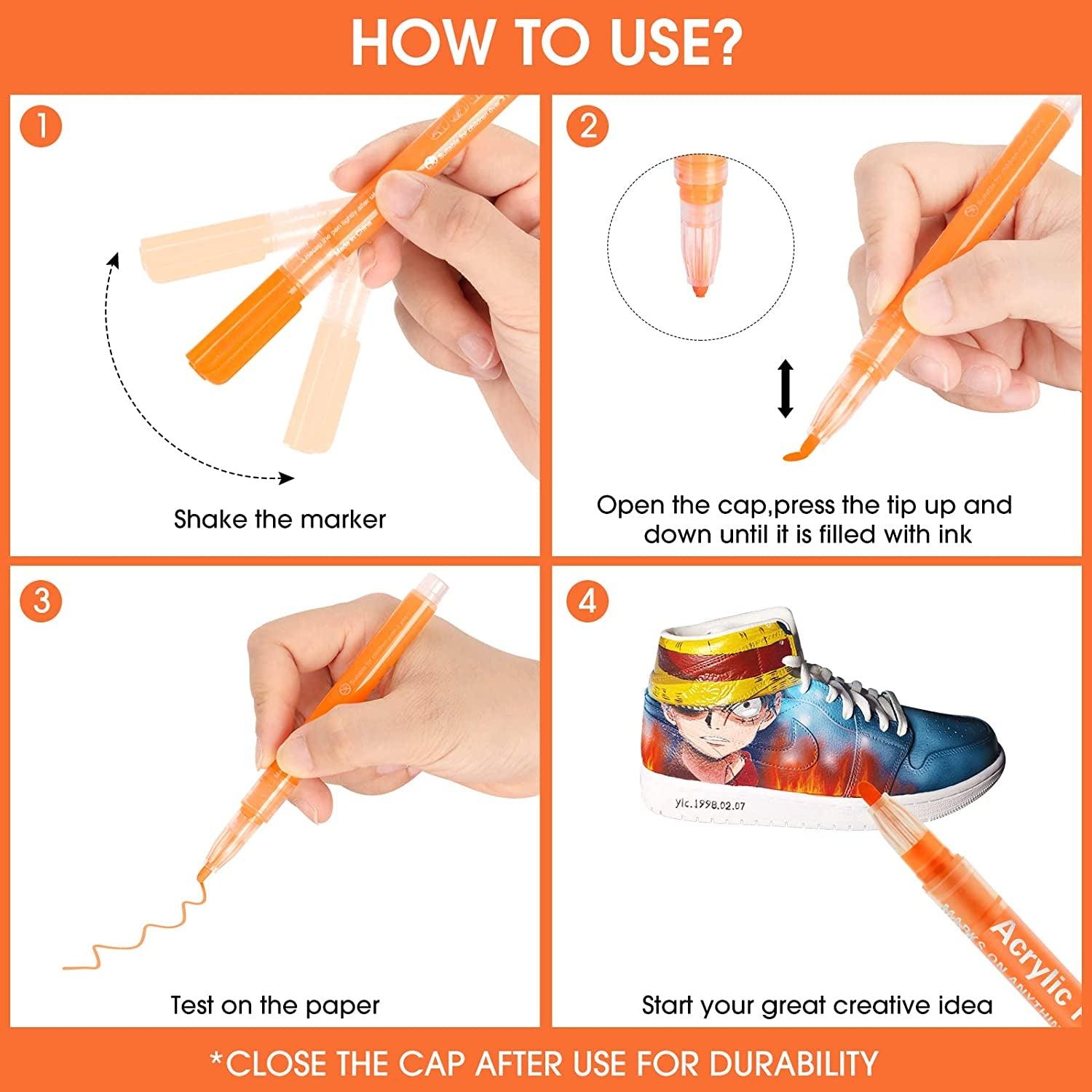 Acrylic Paint Pens Markers -12 Color Waterproof Paint Pens for Rock Painting,Graffiti WoodArtSupply