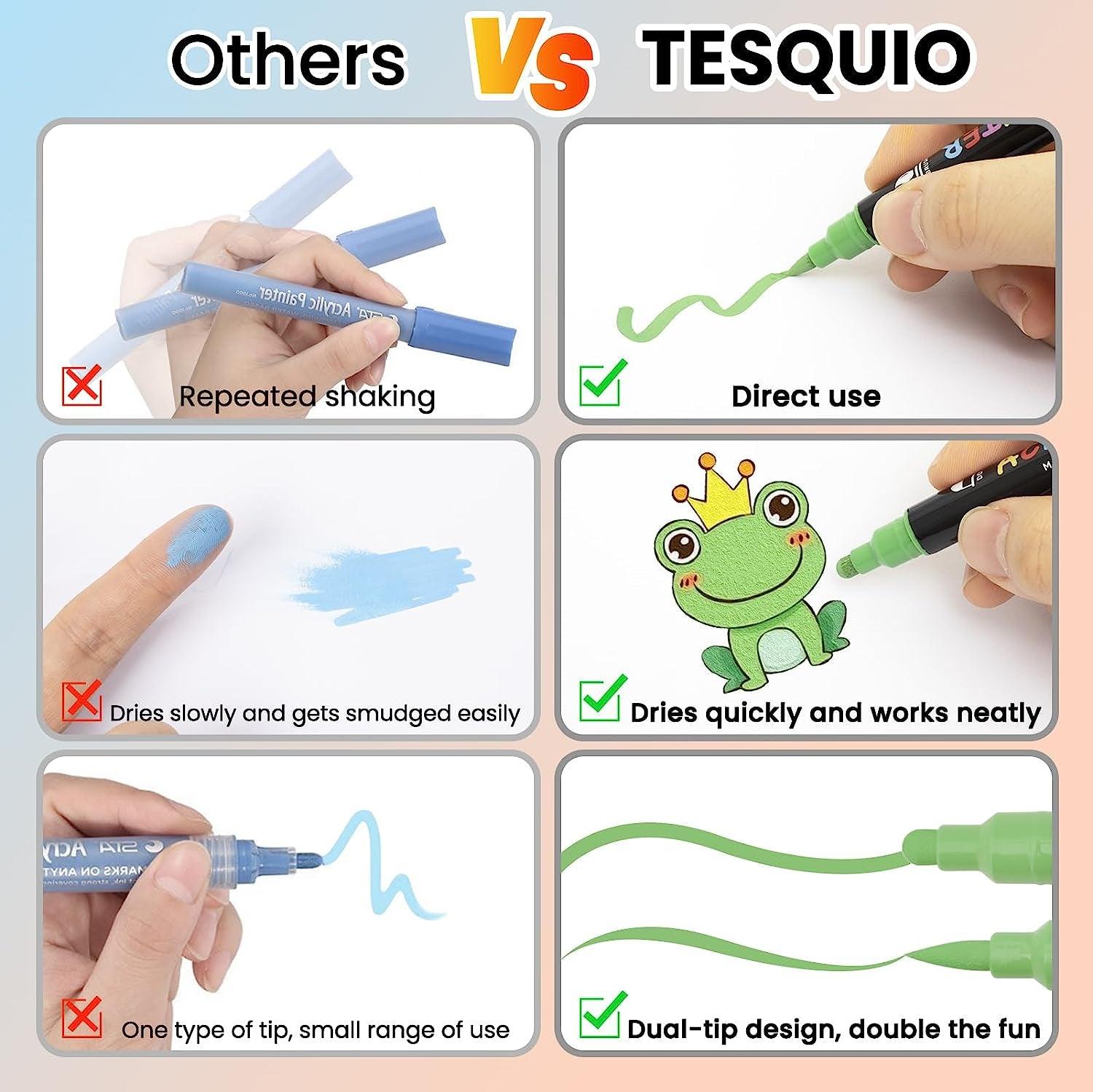 Paint Pens, 18 Colors Acrylic Paint Pens Paint Markers, Dual Tip Pens with Medium Tip WoodArtSupply