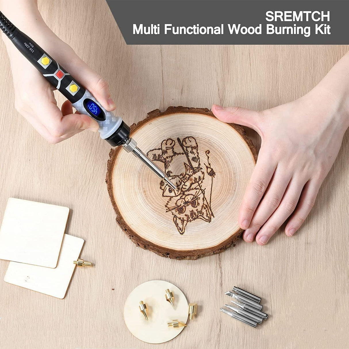 SREMTCH 43-Piece Adjustable Temperature Pyrography Pen and Wood Burning Kit WoodArtSupply