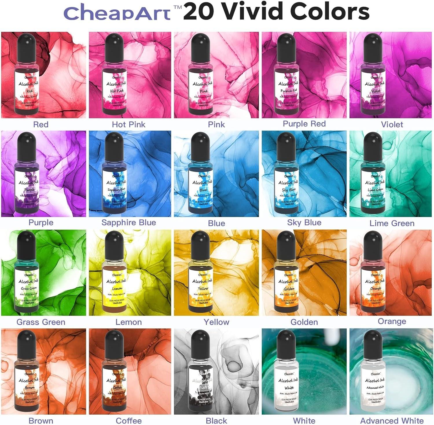 Alcohol Ink for Epoxy Resin - 24 Bottles Alcohol-Based Ink Set Vibrant Color High Concentrated Alcohol Paint Pigment Resin Ink for Resin Dye Crafts WoodArtSupply