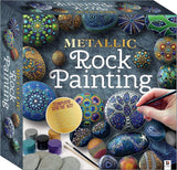 Metallic Rock Painting Box Set - DIY Rock Painting for Adults - Rocks, Brush, Paint Included WoodArtSupply