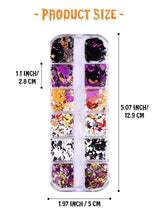 3 Boxes Halloween Nail Art Glitter Sequins, 3D Holographic Skull Spider Pumpkin Bat Ghost Witch Halloween Confetti Glitter for DIY Nail Art Halloween WoodArtSupply