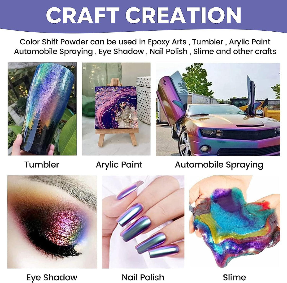 8 Colors Chameleon Mica Powder - Metallic Colors Shift Mica Powder Pigment for Epoxy Resin, Cosmetic Grade Holographic Mica Powder for Nails Art WoodArtSupply