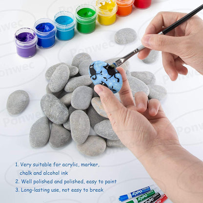 40PCS Rocks for Painting,Smooth Unpolished Craft Rocks Stones DIY Rocks Flat Assorted Size - WoodArtSupply