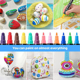 Acrylic Paint Markers,12 Colors Dual Tip Acrylic Paint Pens Paint Markers Fine Tip&Dot WoodArtSupply
